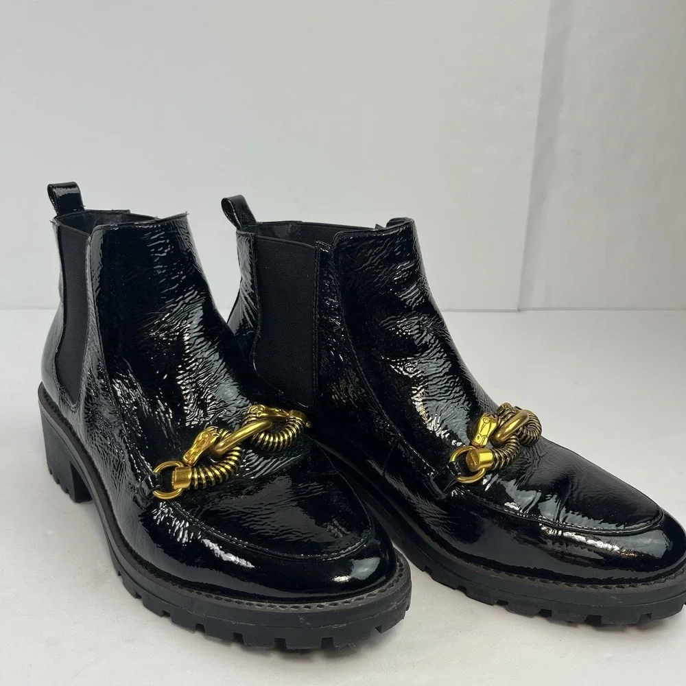 Tory Burch Jessa 45MM Lug Sole Chelsea Boots Perfect Black 61392 Size 7M